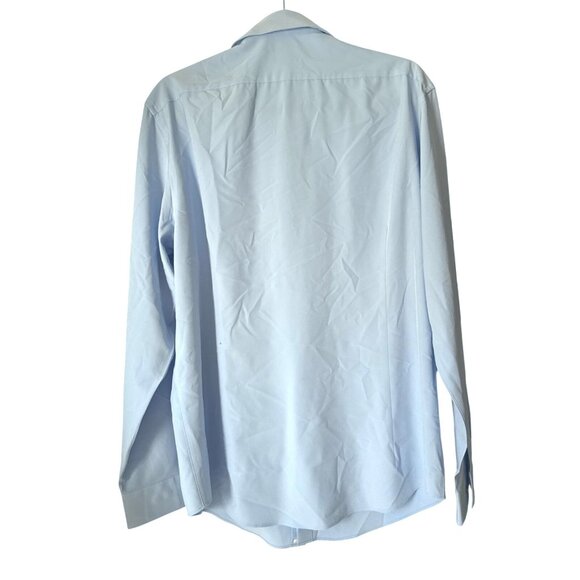 Van Heusen Mens Traveler Slim Fit Light Blue Long Sleeve Dress Shirt 4-Way Stret - Picture 2 of 7